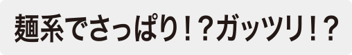 麺系でさっぱり!?ガッツリ!?